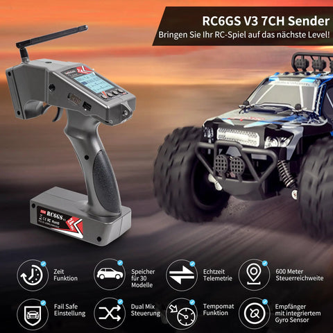 7 Channel 2.4GHz RC Transmitter With R7FG Gyro Receiver Kit Voltage Telemetry FHSS Anti Interference Remote Controller