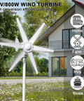 800W Wind Turbine Generator Kit with Built In Charge Controller for 12V 24V Dual Output Six Blade Wind Power Unit