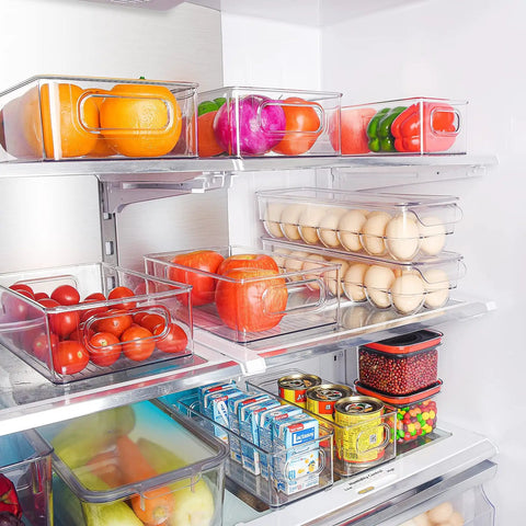 Clear Plastic Egg Storage Organizer With Lid, BPA Free PET 14-Egg Holder For Fridge, Stackable Storage Box, Pack Of 2