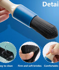 Heavy Duty Parts Washer Brush With 31 Inch Hose, Durable Rubber Construction And Stiff Bristles, Ergonomic Grip Handles close-up of scrub head and grip