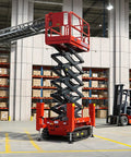 Beefed Up Heavy Duty Hydraulic Lift Platform With Extended Work Deck And Stable Vertical Elevation In Warehouse Setting