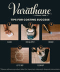 Water Based Crystal Clear Ultimate Polyurethane For Indoor Wood Protection application process steps shown on infographic.