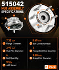 Specifications for 2 Pack Front Wheel Bearing Hub Assembly 515042 Fits Ford Expedition 2003 To 2006 And Lincoln Navigator 2003 To 2006 2WD 6 Lug Direct Fit Replacement Premium Aftermarket Upgrade