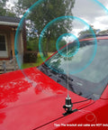 Dual Band 136-174 MHz And 400-470 MHz Mobile Radio Antenna, 16 Inch NMO Mount Omni Directional on red car
