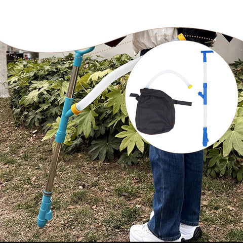 Person using Spreader Backpack Sprayer For Granular Manure And Fertilizer with Easy Grip PVC Handle in a garden.