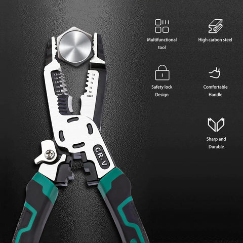 10 In 1 Wire Stripper Tool For Electrical Cables Heavy Duty Multi Tool Pliers With Wire Crimper Side Cutter CRV Steel