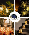 Collage of Three Pack Mason Jar Solar Lights Lids With Fairy LED Lights Outdoor Waterproof Lanterns For Garden Yard Decor