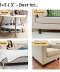 Non Slip Rubber Furniture Pads 3 Inch By 3 Inch Set Of 4 Brown Floor Protectors for tables, couches, beds, armchairs