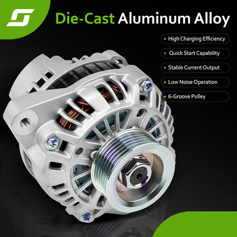 New 1.7L L4 Alternator Replacement For 2001-2005 Honda Civic And 2001-2005 Acura EL High Output Fits 06311-PLM-505RM