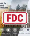 Heavy Duty 6X12 Inch Fire Department Connection FDC Sign With 3M Engineer Grade Reflective Film shown in harsh weather conditions.