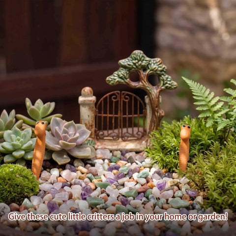 Six Inch Ceramic Worm Shaped Moisture Meter Set Of Six For Plants A Dope Yet Practical Way To Check Soil Humidity In Potting Mix Cute Color Hat Design Durable Plant Water Meters For Home Garden Care. Two ceramic worm moisture meters in a succulent garden