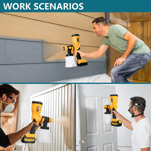 Upgrade Your Home Renovation Game With This Knockout High Speed Cordless Paint Sprayer in use on walls and furniture.