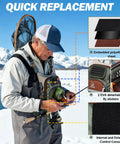 Man using Lightweight Fly Fishing Chest Pack Waterproof Tackle Bag With Multiple Compartments For Wade Fishing by a snowy lake.