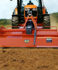 Beefy 42 Inch 3 Point Rotary Tiller Attachment For Cat 1 Tractors 15 25 HP With 540 PTO in operation on farm soil