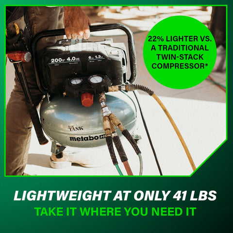 The Tank Portable Pancake Air Compressor 200 PSI 6 Gallon Tank Built For Framing Siding Finish Brad Or Roofing Nailer Tasks