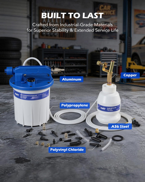 3L Vacuum Brake Bleeder Kit With Pneumatic Fluid Extractor, 1L Refilling Bottle, 18 Adapters, hoses, and materials labeled