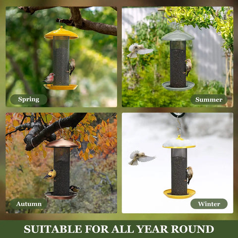 Squirrel Proof Metal Mesh Finch Feeder For Outdoors Hanging Nyjer Seed Tube Bird Feeder 2.5 Lb Large Capacity Rust Resistant