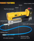 Cordless 12000 PSI Grease Gun Kit with Dual Batteries and Charger, quick release coupler, 39 inch hose, rigid extension pipe.