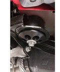 Beefy Aluminum Rear Cradle Bushing Kit For Hardcore Street Drift And Circuit Track Builds To Zero Out Body Roll Boost Chassis Stiffness And Stick Every Turn With Direct Bolt On Install For Easy Garage Swaps. Close-up view of installed rear cradle bushing.