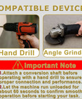 Two power tools: red handheld drill and gray angle grinder.