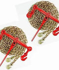 Beefed Up Ratchet Chain Binder Set For Trucks And Flatbeds 5/16-3/8 Inch Load Binder With G70 Chain 20 Ft Length Safe Working Load 4700 Lbs Durable Tie Down For Hauling Lumber Logs And Heavy Equipment