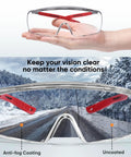 Over Glasses Safety Goggles With Anti Fog And Scratch Resistant Lenses ANSI Z87 Certified Clear Lens held over snowy scene.