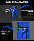 Heavy Duty Brake Caliper Piston Compressor Tool for Single Dual and Quad Pistons in custom-molded case