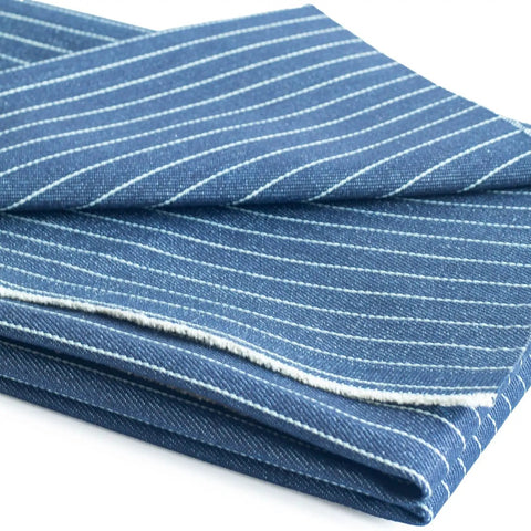 Heavyweight Dope 12.4 Oz Raw Denim Fabric With Dark Blue Stripe 63 Inch Wide 100 Percent Cotton Non Stretch For Jeans Jackets And DIY Sewing Three Yard Pre Cut folded