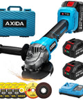 Heavy Duty Brushless Cordless Angle Grinder 4.5 Inch With Two Solid 4.0Ah Batteries 11000RPM, compact design with included accessories.