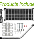 Solar Panel Kit For Automatic Gate Openers With 10 Watt Output Easy Plug And Play Install includes panel, brackets, screws, wire, wrench