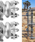 Heavy Duty Rolling Gate Hardware Kit With Galvanized Sliding System And 6 Inch Double Wheel Carrier Flat Plate Mount For Wood Or Wall Includes 2 Five Inch Galvanized Gate Rollers For Smooth Quiet Gate Operation, galvanized gate rollers on chain link gate