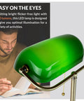 Morgan Antique Green LED Bankers Desk Lamp With Adjustable Arm, Energy Efficient Task Light, Flicker Free 750 Lumens