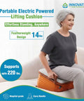 Innovative Home Tech SeatLift Electric Stand Assist Cushion Rechargeable Portable Lift Chair Pad For Easy Rising supports user comfortably seated.