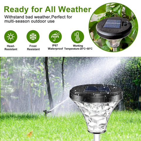 8 Pack Solar Pathway Lights Outdoor Color Changing And Warm White Waterproof Garden LED Landscape Lighting with solar panel