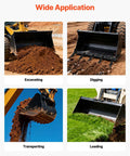 Heavy Duty 46 Inch Bucket Tooth Bar With 5 Tough Teeth For Tractor Loader And Skid Steer Bolt On Curved Design handles dirt during excavation.