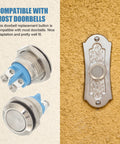 Wired Doorbell Button Replacement 2 Pack Nickel Plated Copper Push Button For Doorbell Kit Universal Round Surface Mount with Screw Terminals
