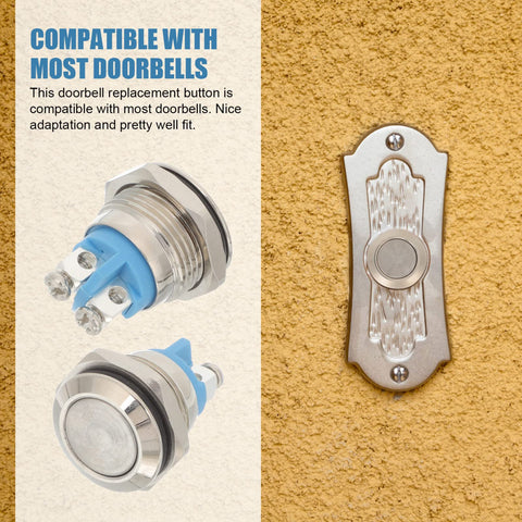 Wired Doorbell Button Replacement 2 Pack Nickel Plated Copper Push Button For Doorbell Kit Universal Round Surface Mount with Screw Terminals