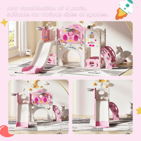 Toddler Slide And Climber Playset For Backyards Or Indoors A 9 In 1 Freestanding Kids Playground With Basketball Hoop Telescope