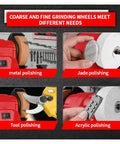 Handheld Cordless Bench Grinder With 75Mm Wheel And 150W Motor for metal, jade, tool, and acrylic polishing tasks.