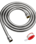 Extra Long 79 Inch Stainless Steel Shower Hose With Brass Insert And Nut Flexible No Kink Handheld Shower Head Hose Durable Brushed Nickel Finish One Half Inch Connector Easy Install With Double Lock Design coiled with tape