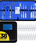 Pro Grade Dissection Kit For Biology Lab And Anatomy Studies With Stainless Steel Scalpel Handle And Blades 38 Piece Set, blue case