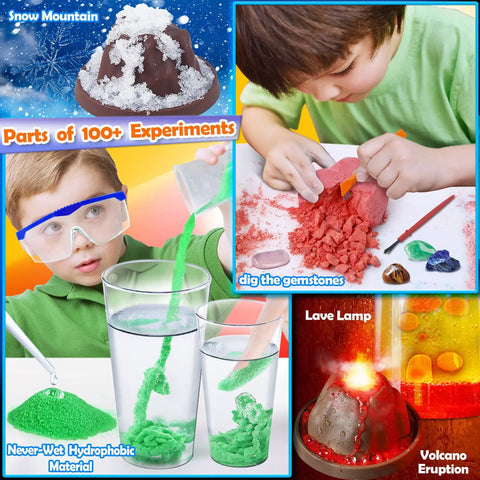Children conducting Over 100 Science Lab Experiments Kit For Kids, Hands On STEM Projects And Awesome Educational Toys