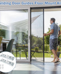 Adjustable Floor Guide For Sliding Closet Doors Two Pack Plastic Construction White Helps Keep Doors Centered On Track And Fits Three Quarter To One And Three Eighths Inch Inch Easy To Install And Quick Replacement For Long Lasting Performance kit displayed with sliding door