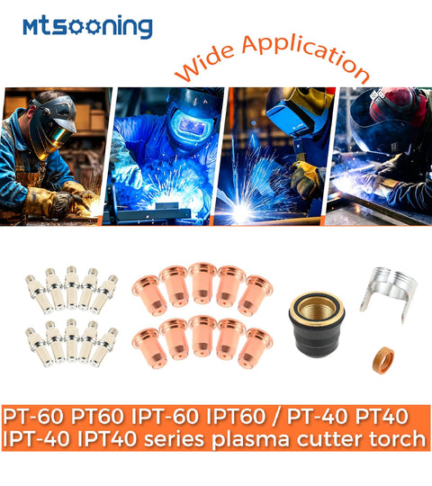 23 Pcs Plasma Cutting Torch Consumables Kit for IPT 40 IPT 60 PT 60 PT40 and MP Series with tips, electrodes, and accessories.