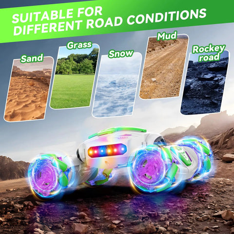 Gesture Sensing RC Car That Transforms Into A Dope Stunt Vehicle With 360 Degree Rotating 4WD Drive showcasing all-terrain capability.