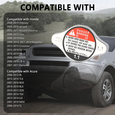 Radiator Cap And Coolant Reservoir Cap Replacement 19045-PAA-A01 Fits Honda Accord, Odyssey, Acura TLX, RDX on vehicle