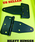 Rugged Black Flat Leaf Hinge For Heavy Doors And Truck Cabinets, 180 Degree Swing, Beefy Heavy Duty Steel, Flush Mount, Pack Of 12