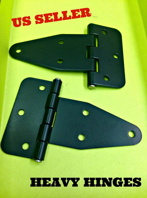 Rugged Black Flat Leaf Hinge For Heavy Doors And Truck Cabinets, 180 Degree Swing, Beefy Heavy Duty Steel, Flush Mount, Pack Of 12