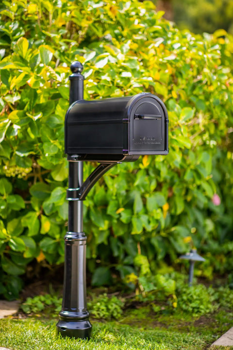 Hillsborough Heavy Duty Post Mounted Mailbox In Black With Magnetic Latch Weatherproof Galvanized Steel Curbside Mailbox For Outdoor Use