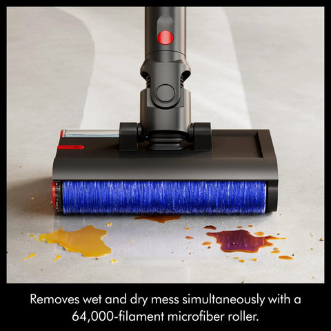 Ultra Slim Cordless Wet Floor Cleaner With Microfiber Roller Head cleaning wet spills on hard floor